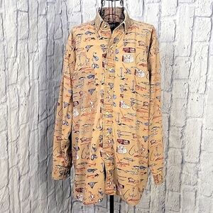 IMPACT Fishing Lure Printed Men's Button Up‎ Shirt Large
